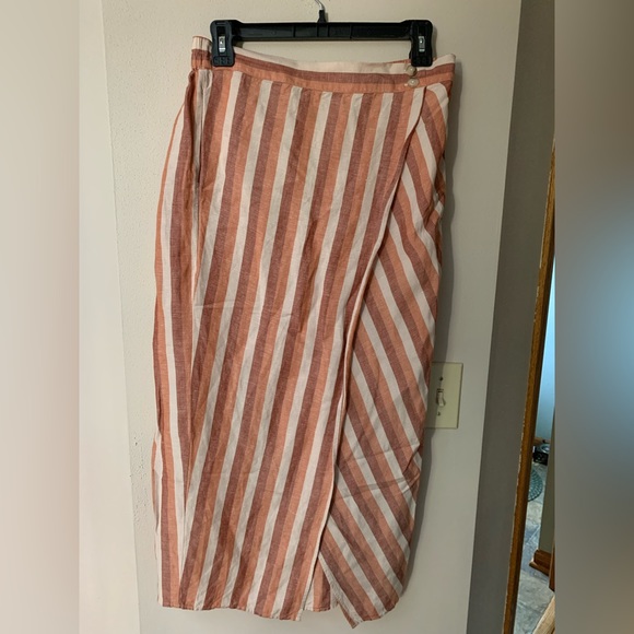 Madewell Pull-On Wrap Midi Skirt in Stripe - Picture 4 of 8